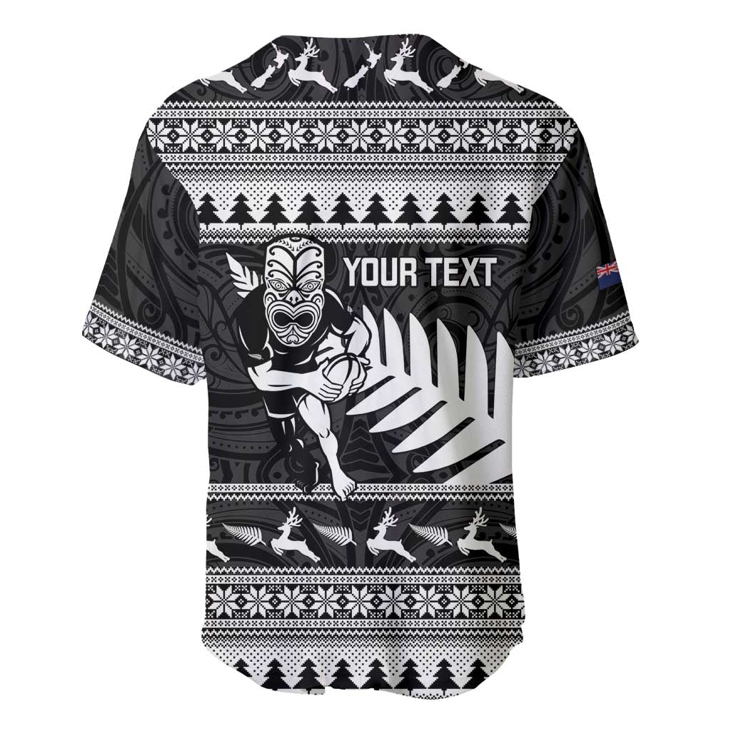 New Zealand Christmas Rugby Personalised Baseball Jersey Meri Kirihimete All Black Maori LT14 - Polynesian Pride