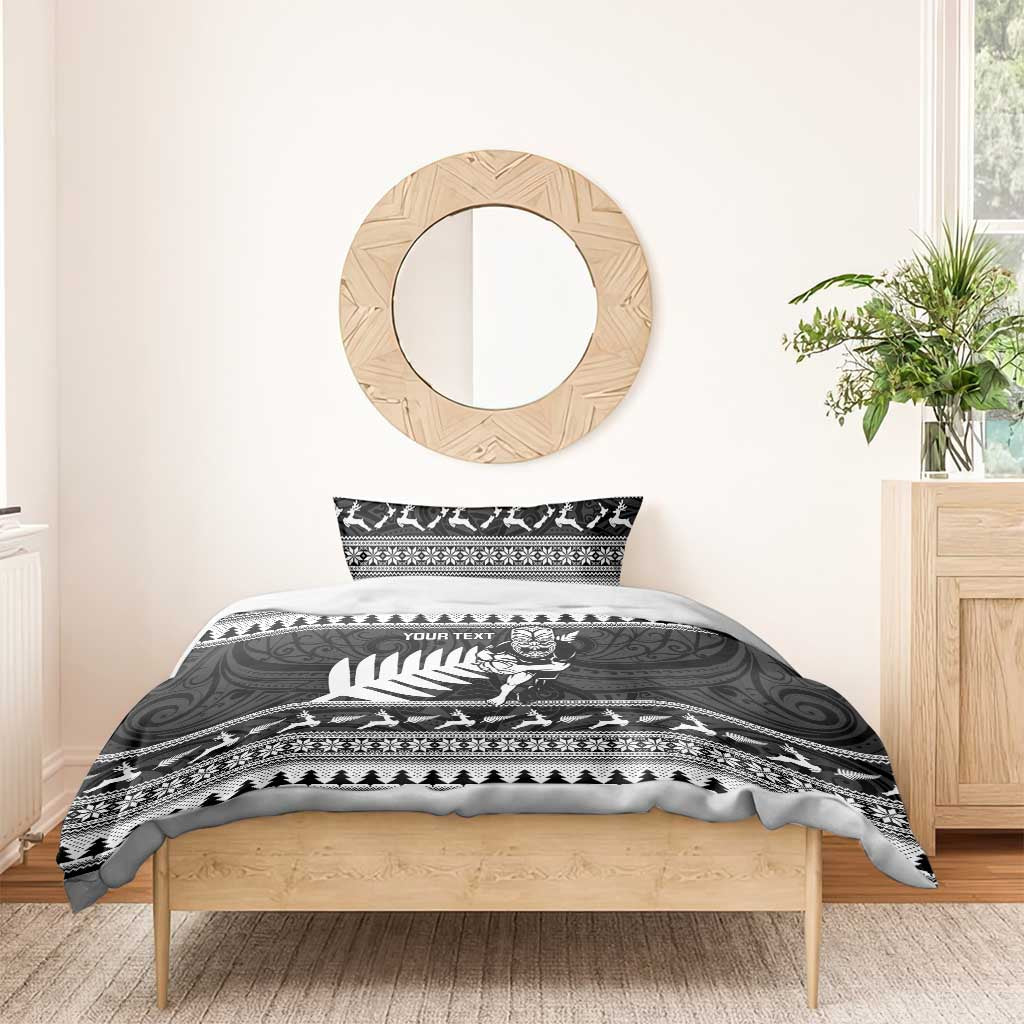 New Zealand Christmas Rugby Personalised Bedding Set Meri Kirihimete All Black Maori - Polynesian Pride