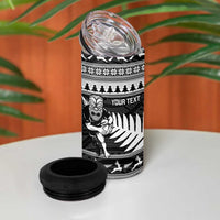New Zealand Christmas Rugby Personalised 4 in 1 Can Cooler Tumbler Meri Kirihimete All Black Maori - Polynesian Pride