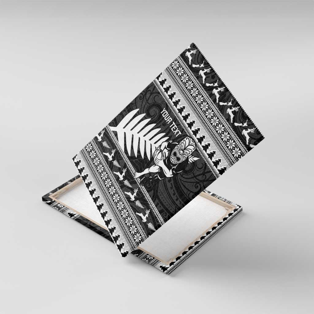 New Zealand Christmas Rugby Personalised Canvas Wall Art Meri Kirihimete All Black Maori - Polynesian Pride