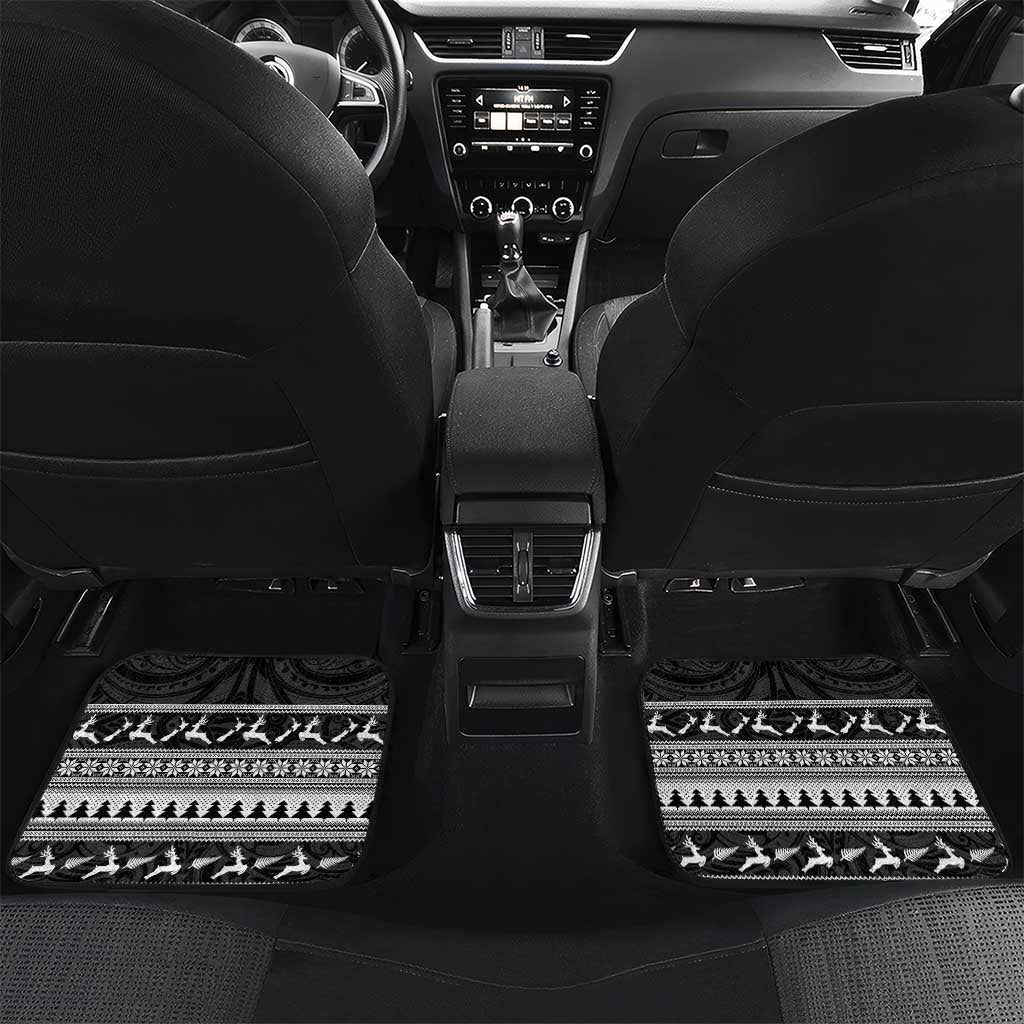 New Zealand Christmas Rugby Personalised Car Mats Meri Kirihimete All Black Maori LT14 Set 2pcs - Back Black - Polynesian Pride