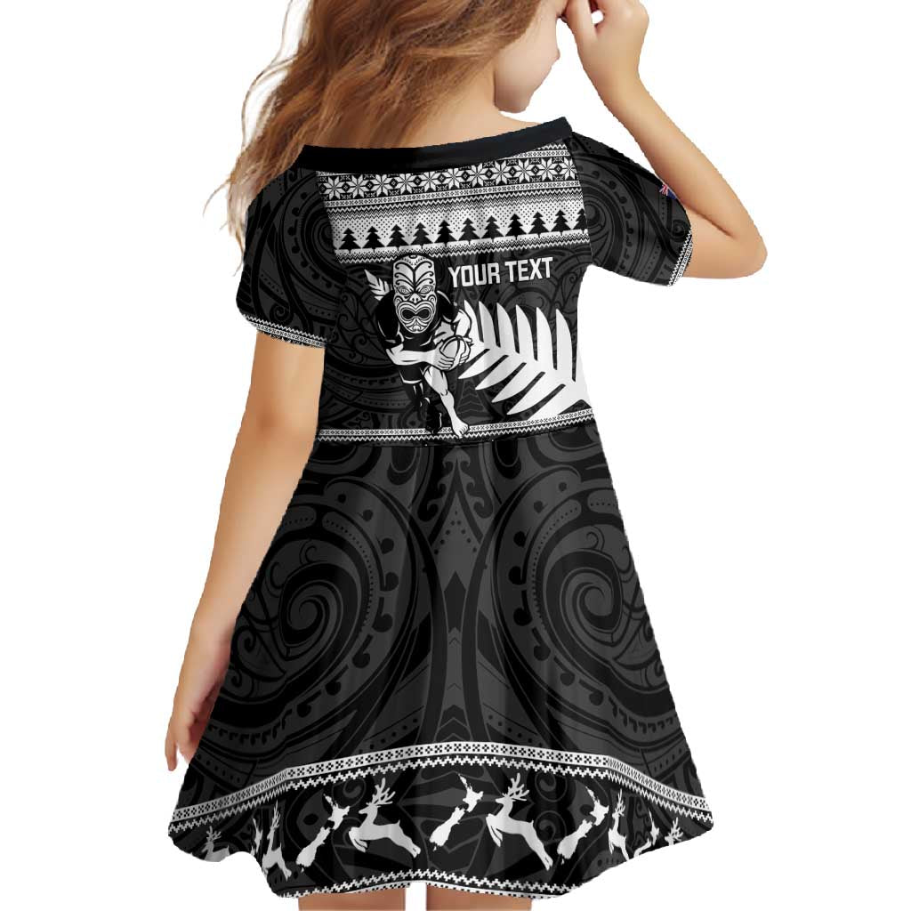 New Zealand Christmas Rugby Personalised Family Matching Long Sleeve Bodycon Dress and Hawaiian Shirt Meri Kirihimete All Black Maori - Polynesian Pride