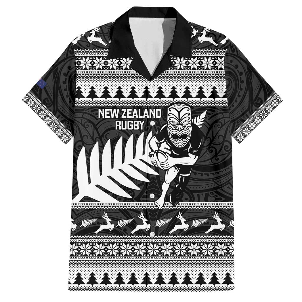 New Zealand Christmas Rugby Personalised Family Matching Long Sleeve Bodycon Dress and Hawaiian Shirt Meri Kirihimete All Black Maori - Polynesian Pride