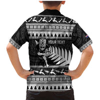New Zealand Christmas Rugby Personalised Family Matching Mermaid Dress and Hawaiian Shirt Meri Kirihimete All Black Maori - Polynesian Pride