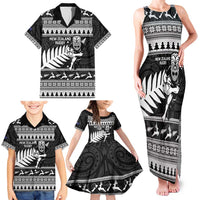 New Zealand Christmas Rugby Personalised Family Matching Tank Maxi Dress and Hawaiian Shirt Meri Kirihimete All Black Maori - Polynesian Pride