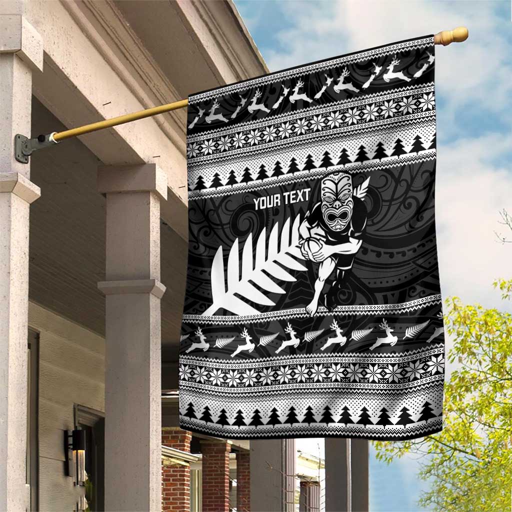 New Zealand Christmas Rugby Personalised Garden Flag Meri Kirihimete All Black Maori - Polynesian Pride