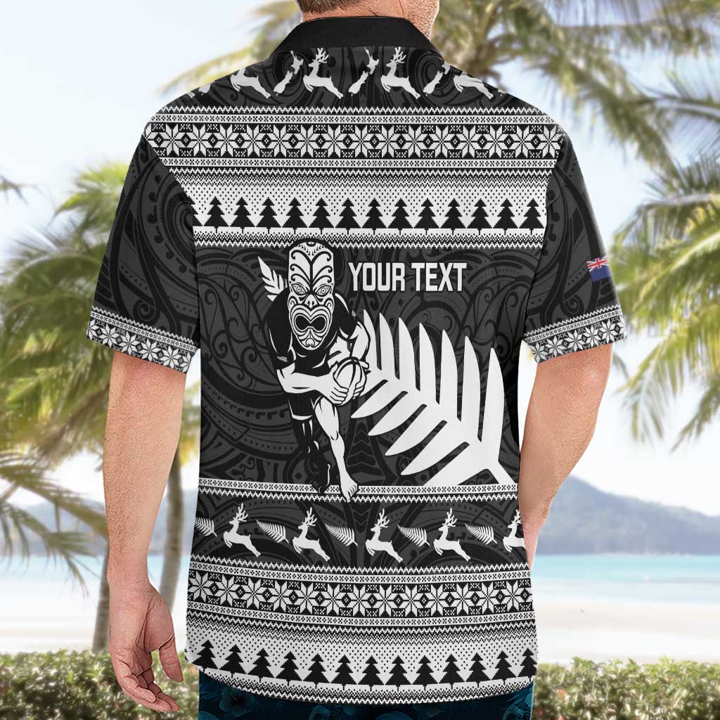 New Zealand Christmas Rugby Personalised Hawaiian Shirt Meri Kirihimete All Black Maori - Polynesian Pride