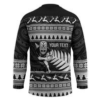 New Zealand Christmas Rugby Personalised Hockey Jersey Meri Kirihimete All Black Maori - Polynesian Pride