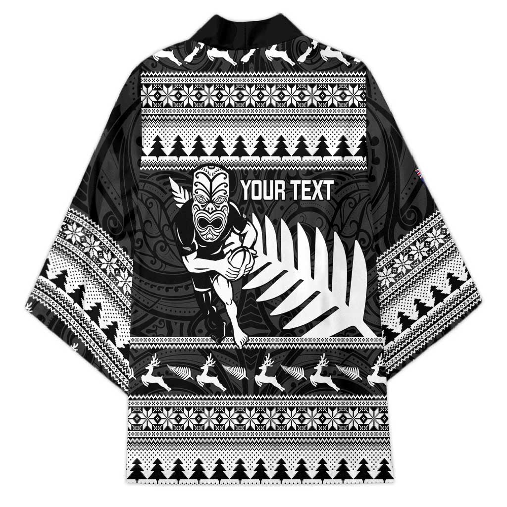 New Zealand Christmas Rugby Personalised Kimono Meri Kirihimete All Black Maori - Polynesian Pride