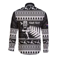 New Zealand Christmas Rugby Personalised Long Sleeve Button Shirt Meri Kirihimete All Black Maori - Polynesian Pride