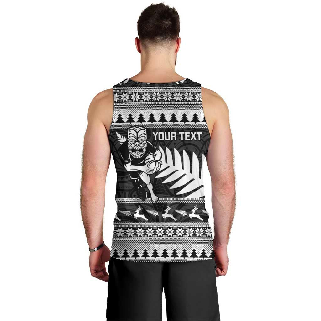 New Zealand Christmas Rugby Personalised Men Tank Top Meri Kirihimete All Black Maori - Polynesian Pride