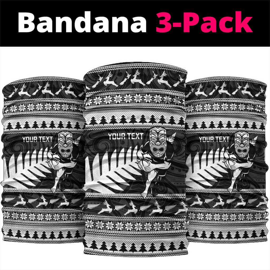 New Zealand Christmas Rugby Personalised Neck Gaiter Meri Kirihimete All Black Maori LT14 package One Size: 25*50cm Black - Polynesian Pride