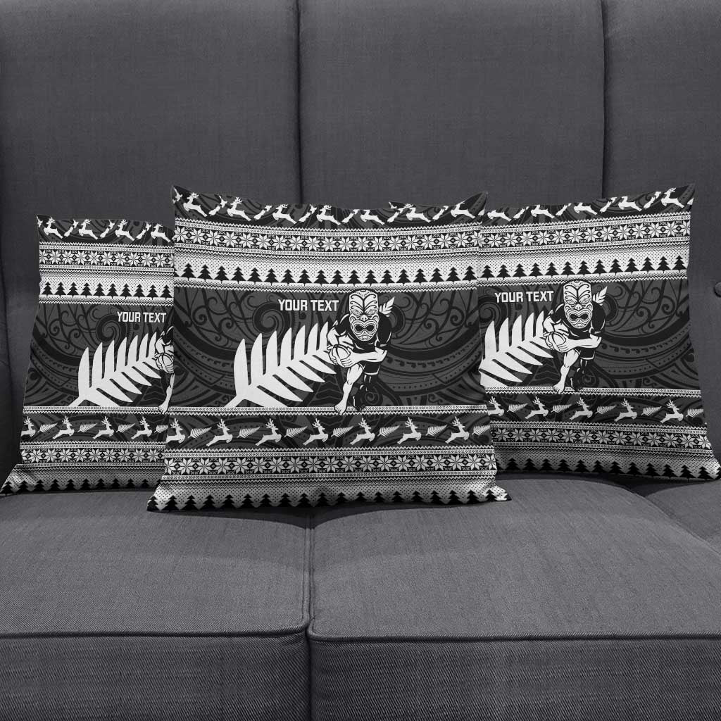 New Zealand Christmas Rugby Personalised Pillow Cover Meri Kirihimete All Black Maori LT14 - Polynesian Pride