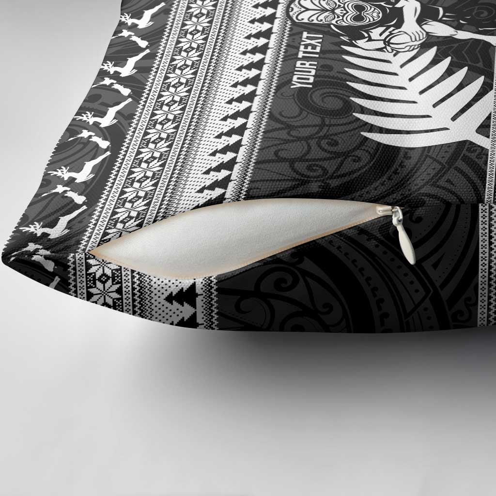 New Zealand Christmas Rugby Personalised Pillow Cover Meri Kirihimete All Black Maori LT14 - Polynesian Pride