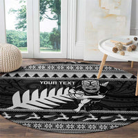 New Zealand Christmas Rugby Personalised Round Carpet Meri Kirihimete All Black Maori LT14 - Polynesian Pride