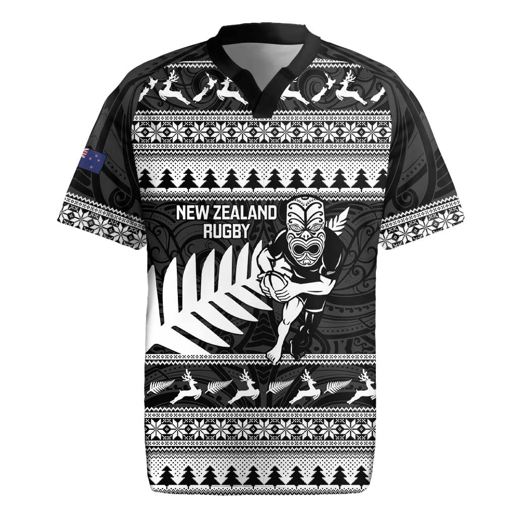 New Zealand Christmas Rugby Personalised Rugby Jersey Meri Kirihimete All Black Maori - Polynesian Pride