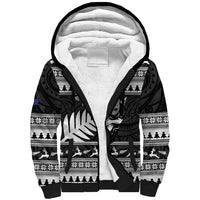 New Zealand Christmas Rugby Personalised Sherpa Hoodie Meri Kirihimete All Black Maori LT14 Unisex Black - Polynesian Pride