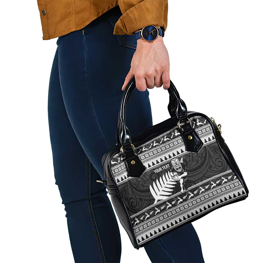 New Zealand Christmas Rugby Personalised Shoulder Handbag Meri Kirihimete All Black Maori LT14 - Polynesian Pride