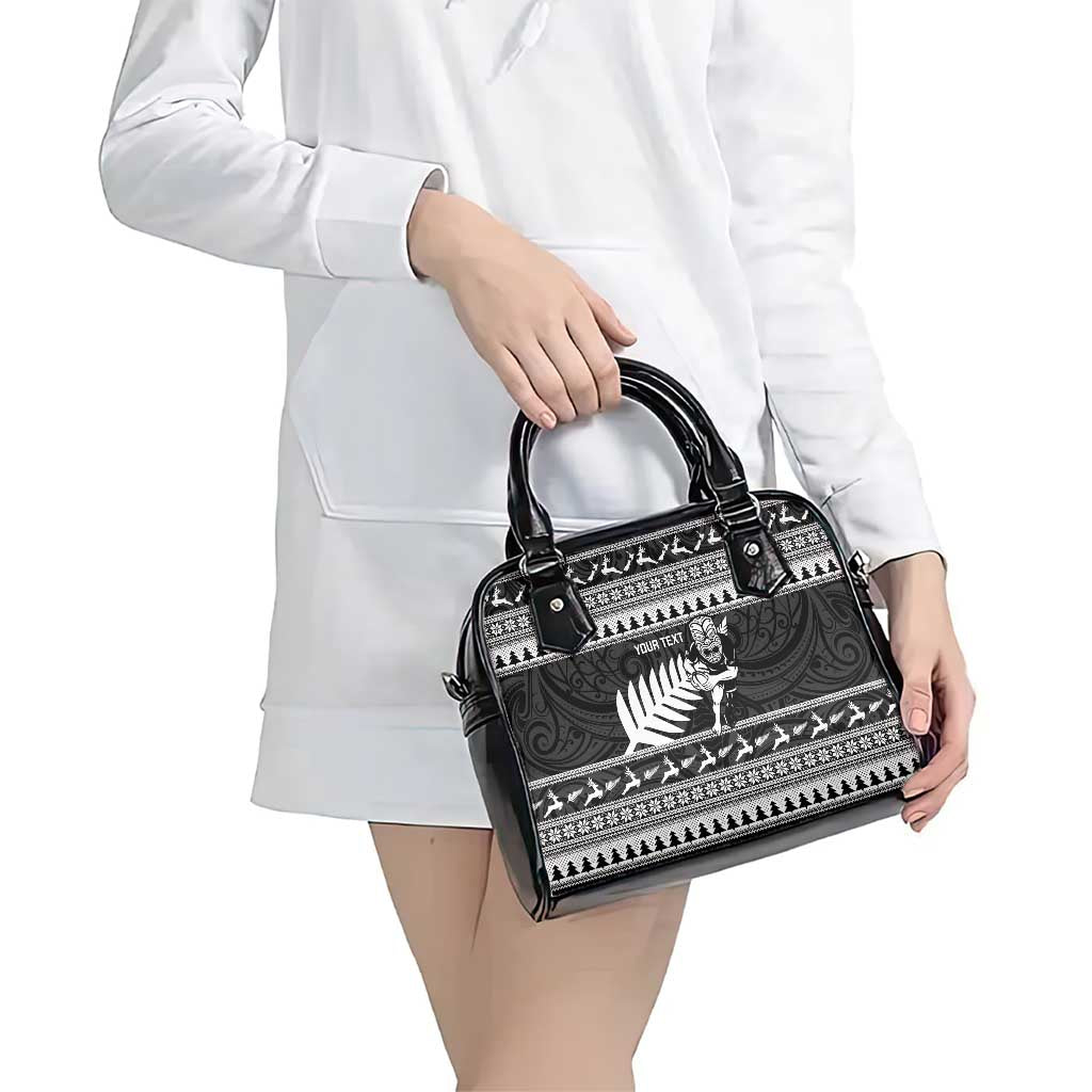 New Zealand Christmas Rugby Personalised Shoulder Handbag Meri Kirihimete All Black Maori LT14 - Polynesian Pride