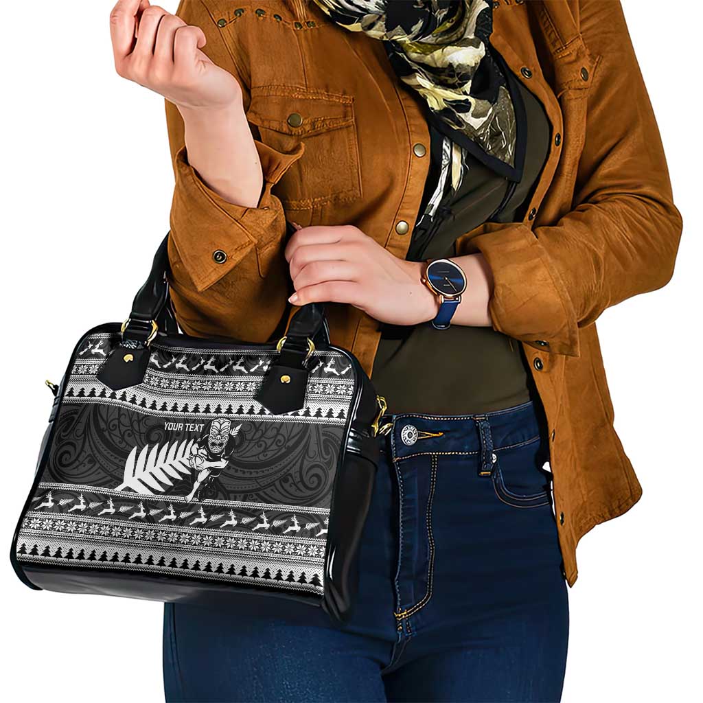 New Zealand Christmas Rugby Personalised Shoulder Handbag Meri Kirihimete All Black Maori LT14 - Polynesian Pride