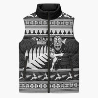 New Zealand Christmas Rugby Personalised Sleeveless Puffer Jacket Meri Kirihimete All Black Maori - Polynesian Pride