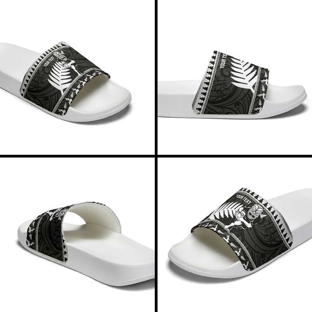 New Zealand Christmas Rugby Personalised Slide Sandals Meri Kirihimete All Black Maori LT14 - Polynesian Pride
