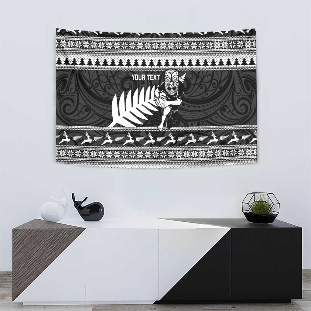 New Zealand Christmas Rugby Personalised Tapestry Meri Kirihimete All Black Maori LT14 - Polynesian Pride