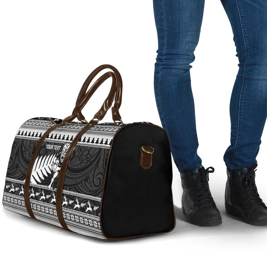 New Zealand Christmas Rugby Personalised Travel Bag Meri Kirihimete All Black Maori - Polynesian Pride