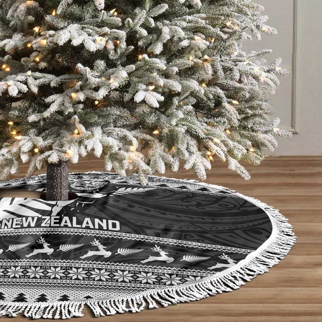 New Zealand Christmas Rugby Tree Skirt Meri Kirihimete All Black Maori - Polynesian Pride