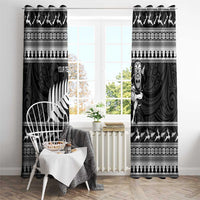 New Zealand Christmas Rugby Personalised Window Curtain Meri Kirihimete All Black Maori LT14 - Polynesian Pride