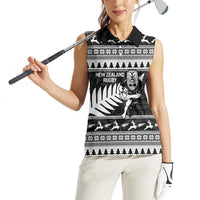 New Zealand Christmas Rugby Personalised Women Sleeveless Polo Shirt Meri Kirihimete All Black Maori - Polynesian Pride