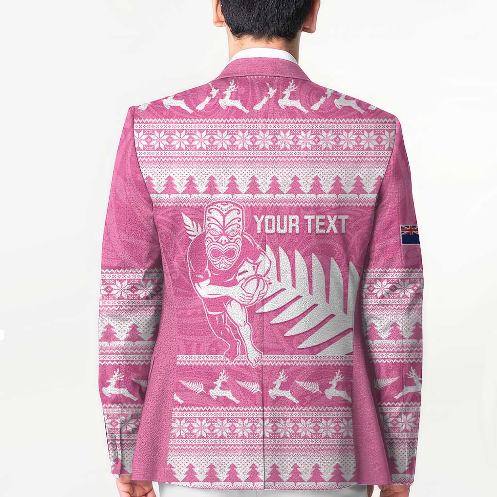 New Zealand Christmas Rugby Personalised Blazer Meri Kirihimete All Black Maori Pink Version LT14 - Polynesian Pride