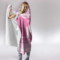 New Zealand Christmas Rugby Personalised Hooded Blanket Meri Kirihimete All Black Maori Pink Version - Polynesian Pride