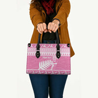 New Zealand Christmas Rugby Personalised Leather Bag Meri Kirihimete All Black Maori Pink Version - Polynesian Pride