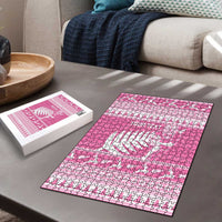 New Zealand Christmas Rugby Personalised Puzzle Meri Kirihimete All Black Maori Pink Version - Polynesian Pride