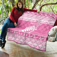New Zealand Christmas Rugby Personalised Quilt Meri Kirihimete All Black Maori Pink Version - Polynesian Pride