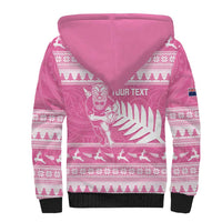 New Zealand Christmas Rugby Personalised Sherpa Hoodie Meri Kirihimete All Black Maori Pink Version LT14 - Polynesian Pride