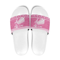 New Zealand Christmas Rugby Personalised Slide Sandals Meri Kirihimete All Black Maori Pink Version LT14 Pink - Polynesian Pride