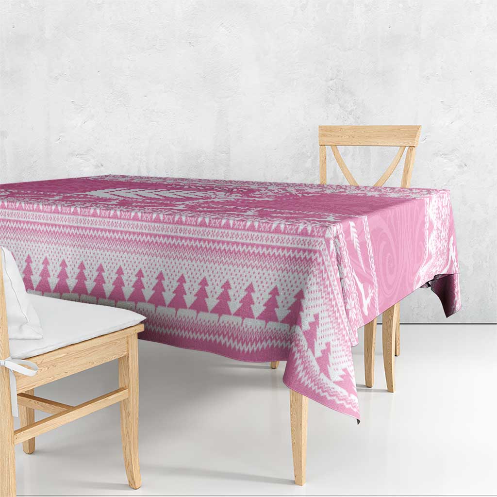 New Zealand Christmas Rugby Personalised Tablecloth Meri Kirihimete All Black Maori Pink Version LT14 - Polynesian Pride