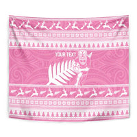 New Zealand Christmas Rugby Personalised Tapestry Meri Kirihimete All Black Maori Pink Version LT14 - Polynesian Pride