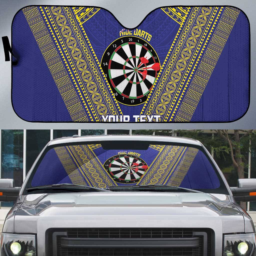 Personalised Niue Darts Auto Sun Shade Dart Board Hiapo Pattern - Polynesian Pride