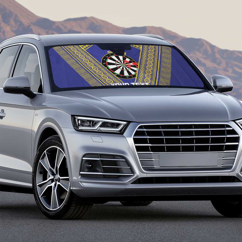 Personalised Niue Darts Auto Sun Shade Dart Board Hiapo Pattern - Polynesian Pride