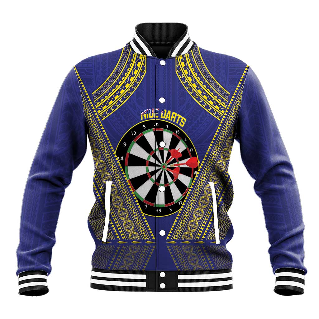 Personalised Niue Darts Baseball Jacket Dart Board Hiapo Pattern - Polynesian Pride