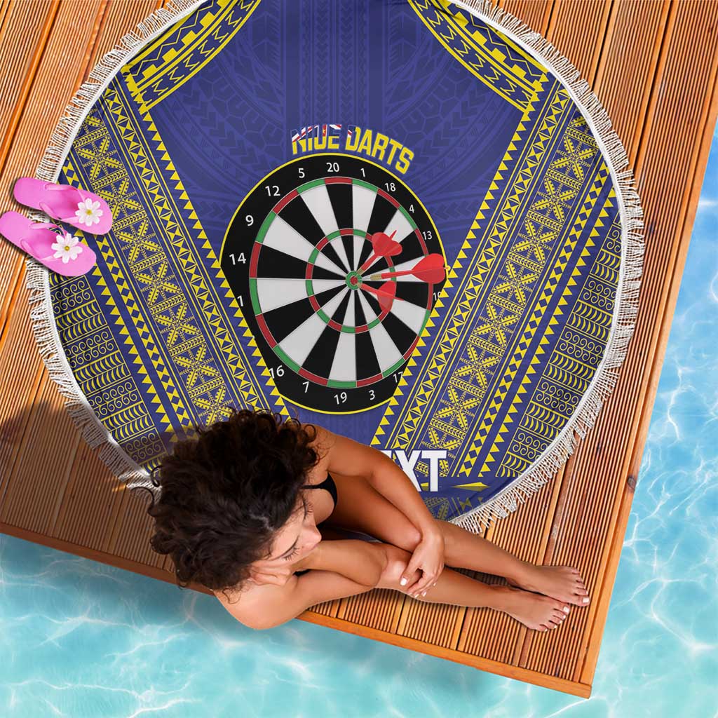 Personalised Niue Darts Beach Blanket Dart Board Hiapo Pattern LT14 - Polynesian Pride