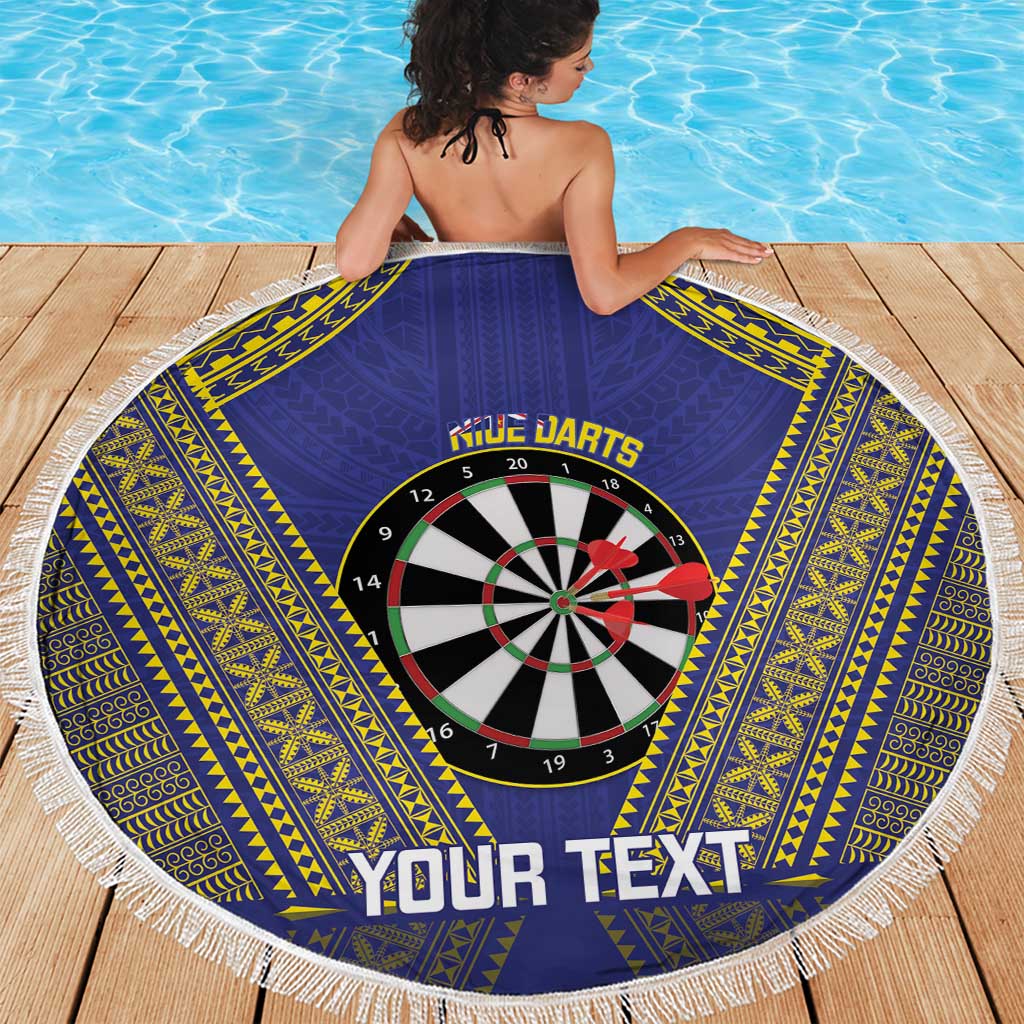 Personalised Niue Darts Beach Blanket Dart Board Hiapo Pattern LT14 - Polynesian Pride
