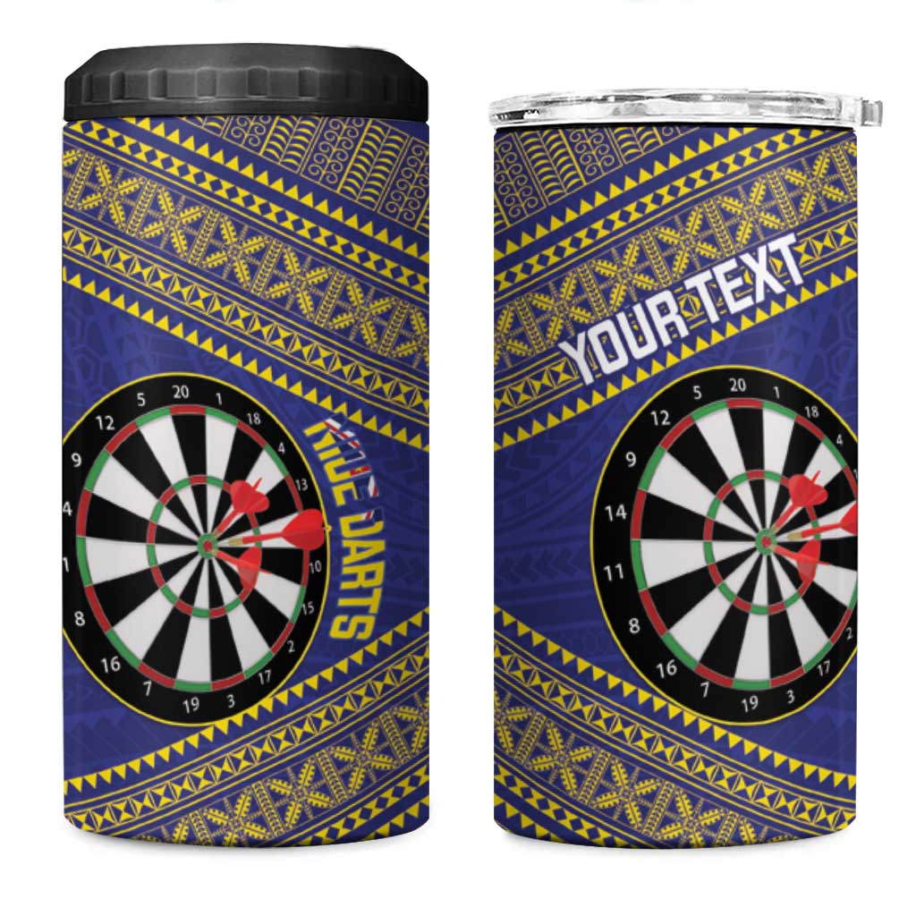 Personalised Niue Darts 4 in 1 Can Cooler Tumbler Dart Board Hiapo Pattern - Polynesian Pride