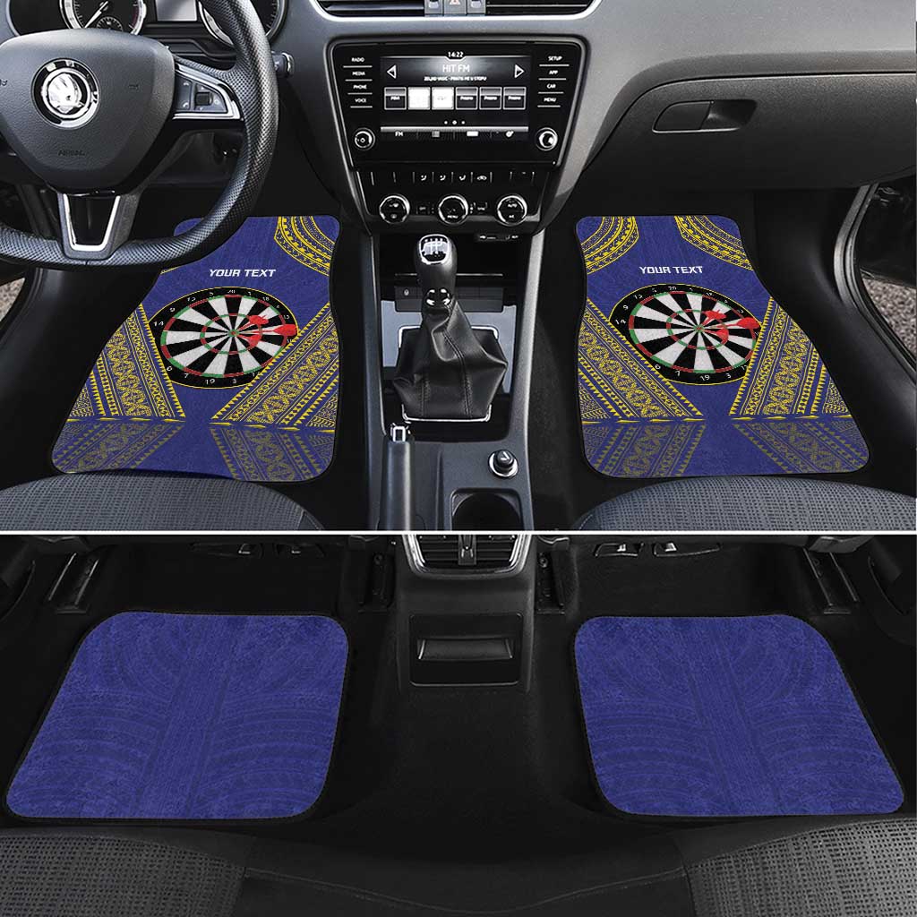 Personalised Niue Darts Car Mats Dart Board Hiapo Pattern LT14 Set 4pcs Blue - Polynesian Pride