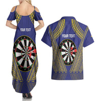 Personalised Niue Darts Couples Matching Summer Maxi Dress and Hawaiian Shirt Dart Board Hiapo Pattern - Polynesian Pride