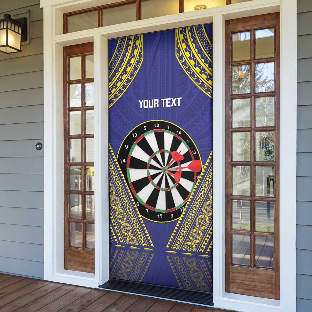 Personalised Niue Darts Door Cover Dart Board Hiapo Pattern - Polynesian Pride