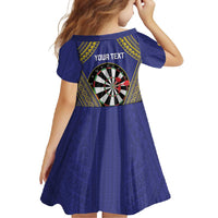 Personalised Niue Darts Family Matching Short Sleeve Bodycon Dress and Hawaiian Shirt Dart Board Hiapo Pattern - Polynesian Pride